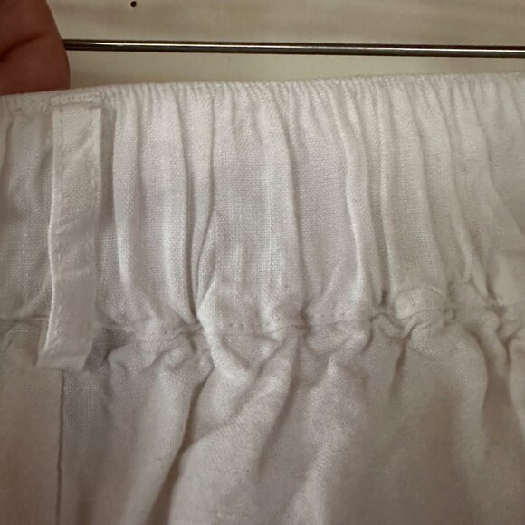 A New Day Linen Blend Wide Leg Pants Small Cropped Beachy Flowy White Elastic - Picture 5 of 8